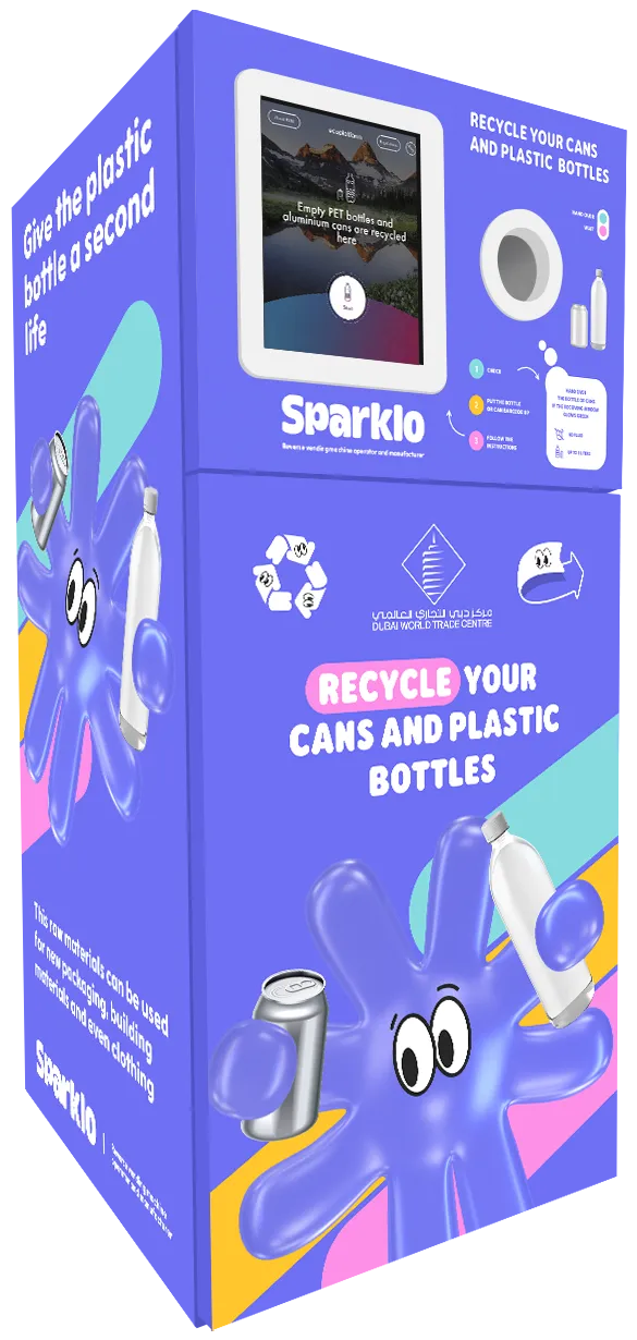 Smart recycling bins for cans and plastic bottles - Sparklo reverse vending machine (RVM) Oman