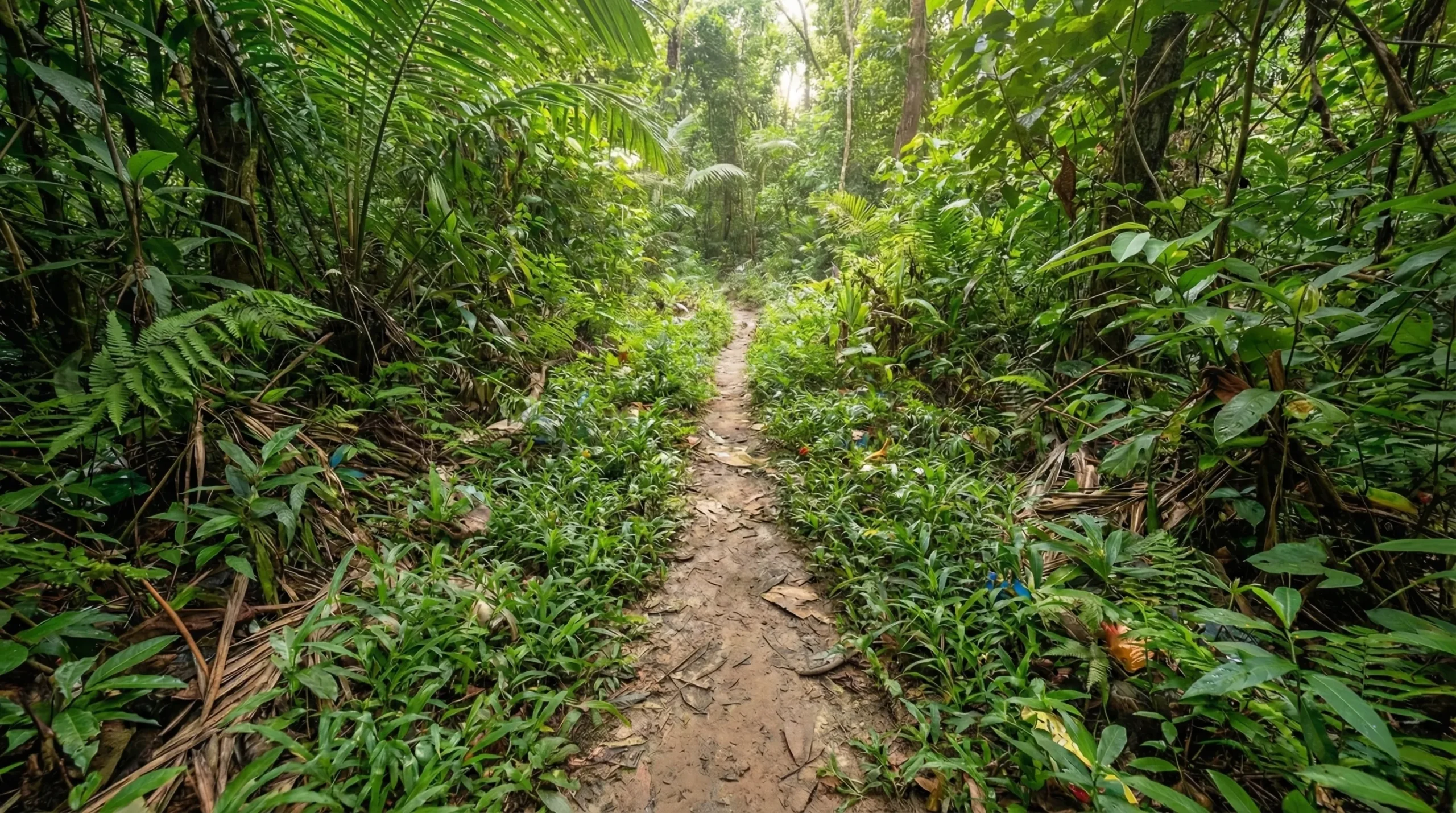 Clean forest path after waste removal - positive impact of recycling services Oman